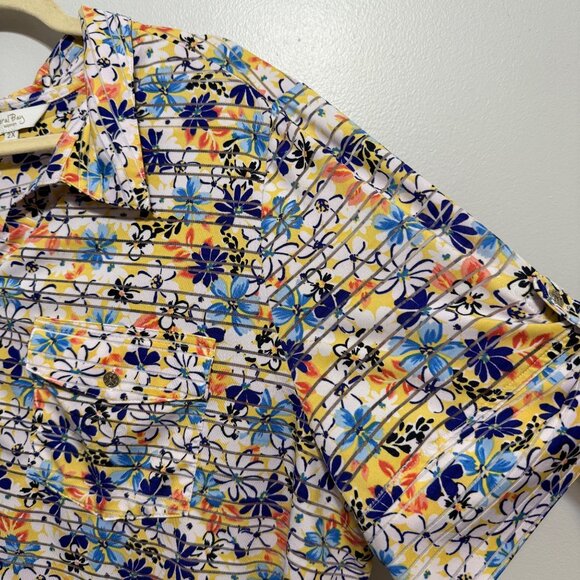 Coral Bay Womens Plus Size Floral Striped Button-Up Shirt 2X - Picture 2 of 8